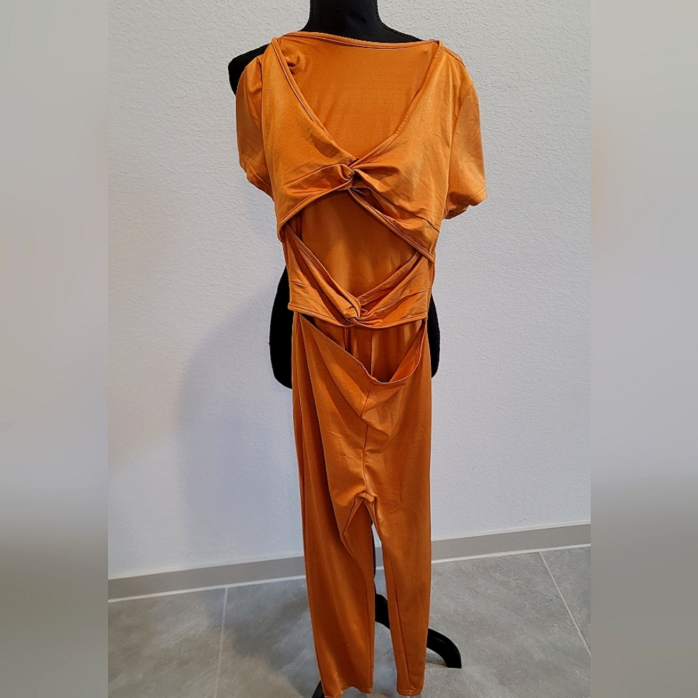 Mustard Jumpsuit with cut Outs